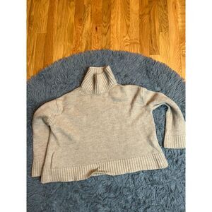 Tuckernuck Beige 100% Wool Turtleneck Oversized Cropped Sweater Size S